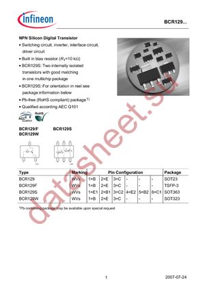 BCR 129 E6327 datasheet  